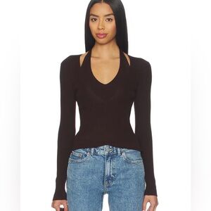 Heartloom Brown Ribbed Knit Top Size XS